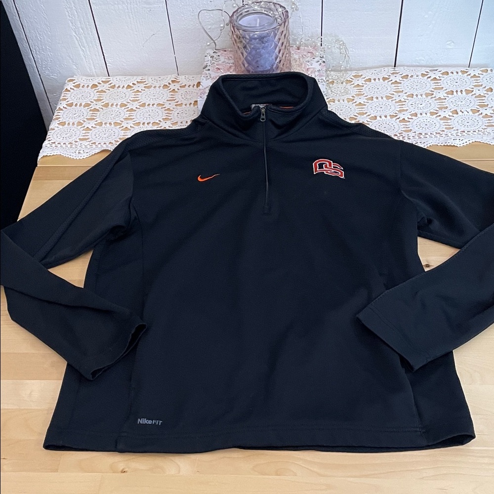 Nike Black and Orange Quarter-Zip Pullover beavers OSU